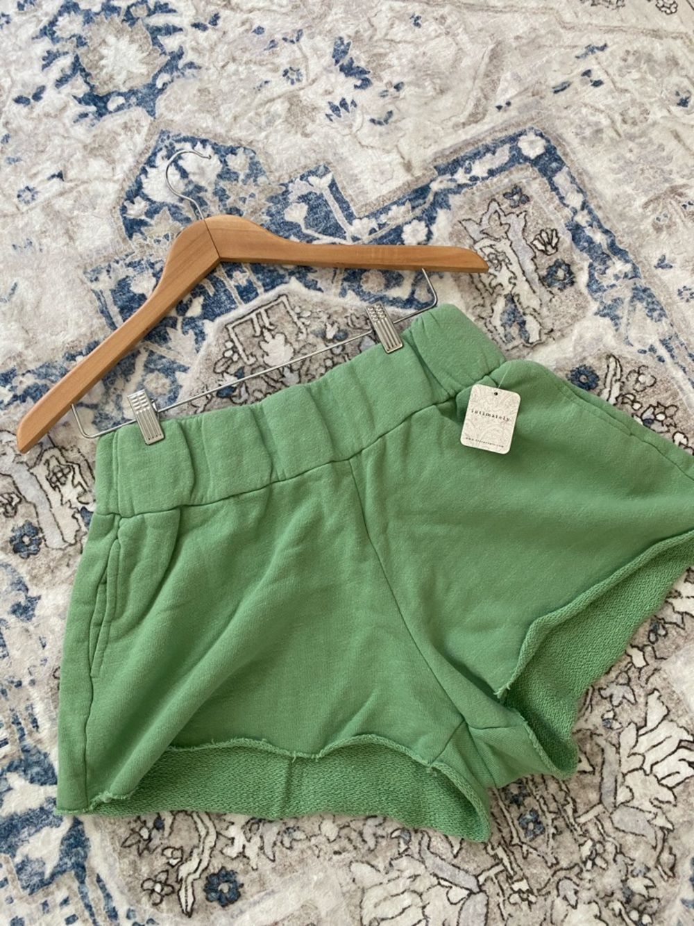 Green Terry Athletic Lounge Shorts with Elastic Waist - Unbranded